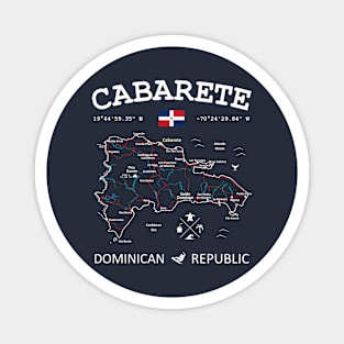 Dominican Republic Travel Map Flag Cabarete Roads Rivers and Oceans Magnet